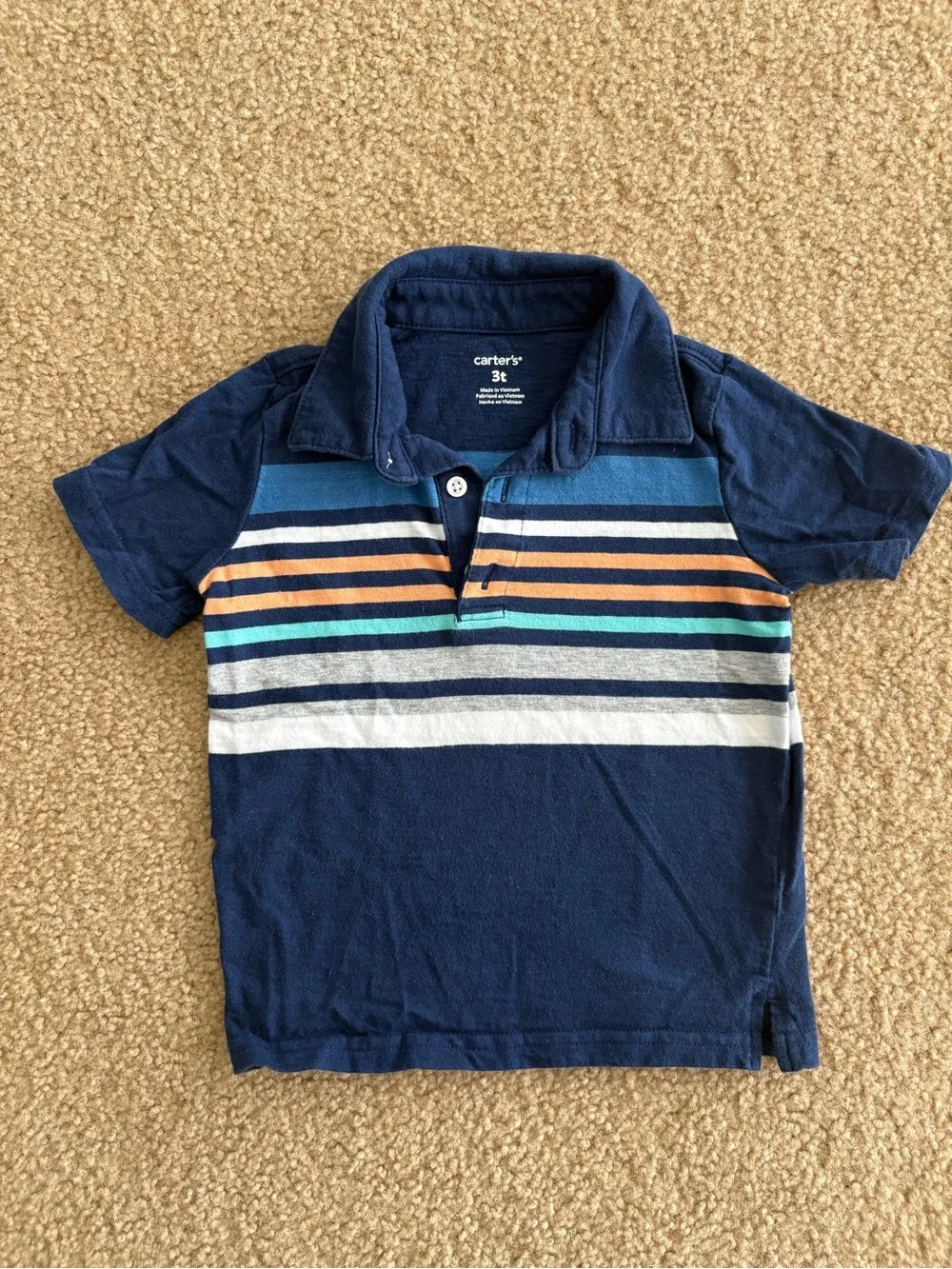 Carter's Navy Polo with Multicolor Stripes
